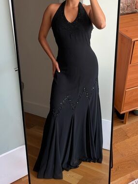 Xscape Vintage Black Beaded Formal Dress